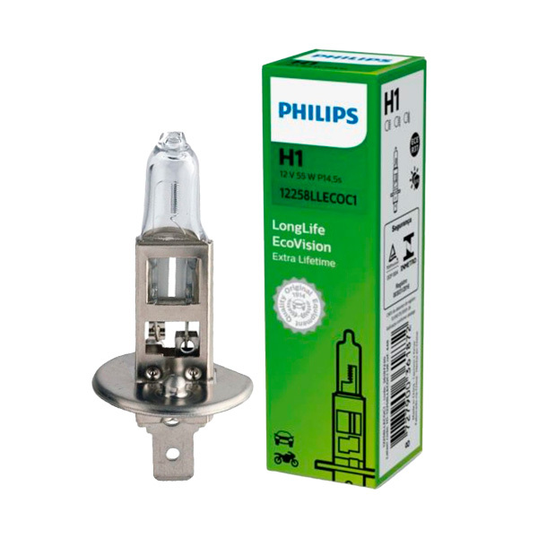 Philips H1 LongLife EcoVision 12V 55W Glühbirne - EuroBikes